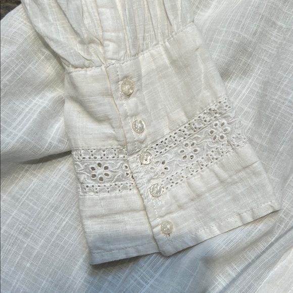 Free People Elegant White Lace Trim Blouse - Picture 3 of 8